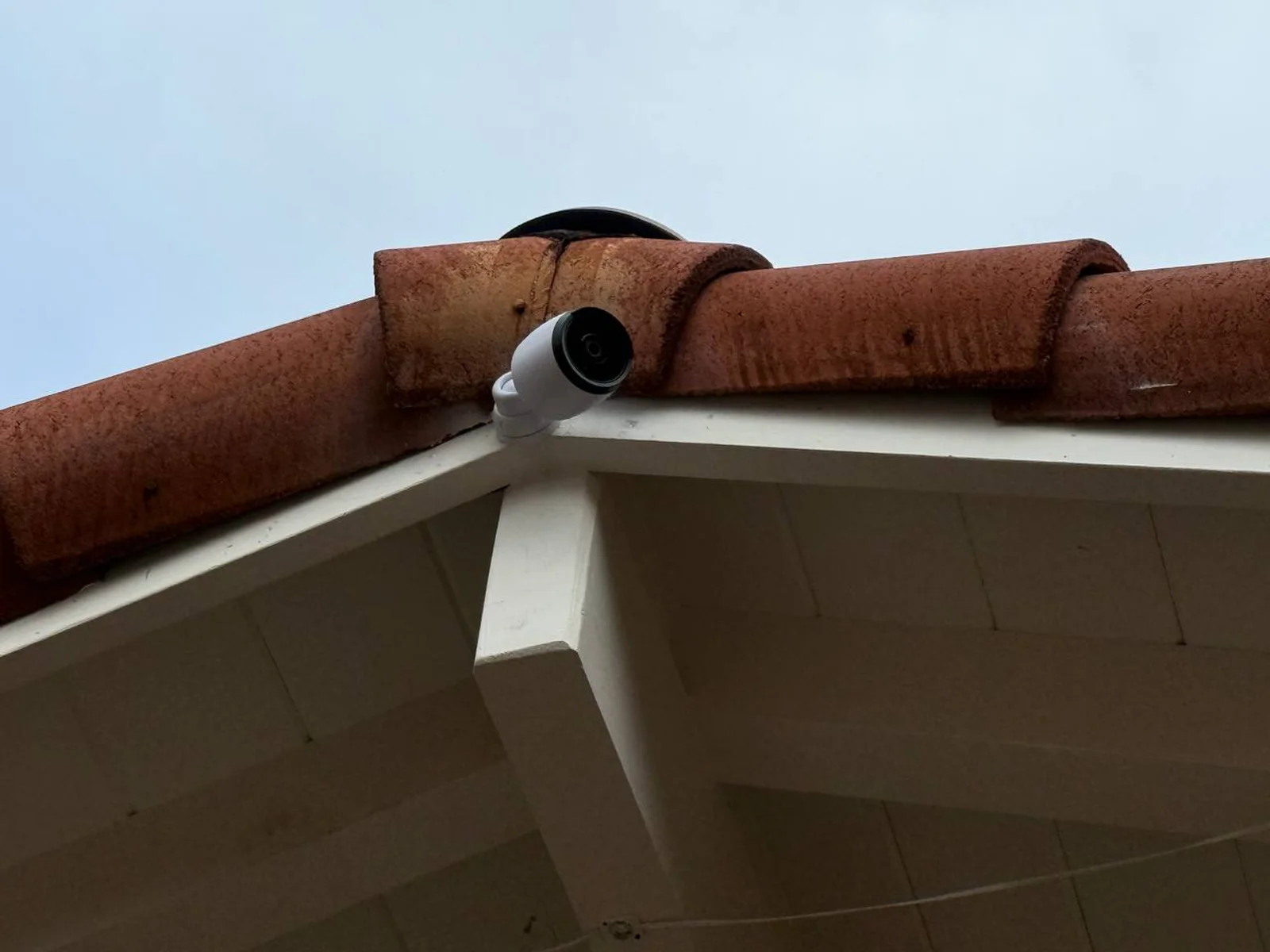 Wall-mounted security camera on a Bay Area home