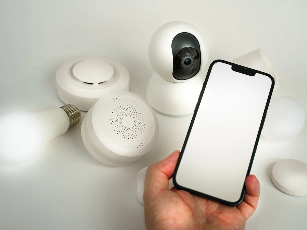 Smartphone with smart-home app and connected devices